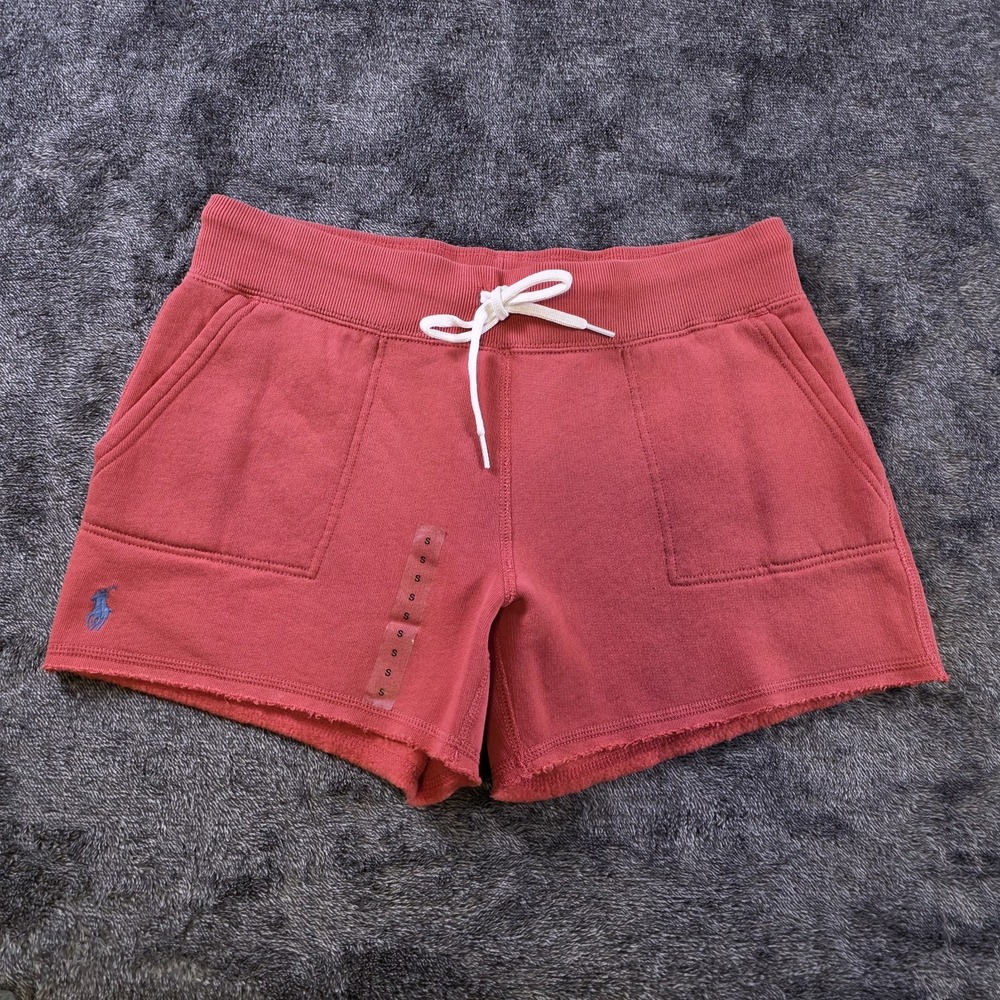 Polo Ralph Lauren Fleece Drawcord Shorts Womens Small Sunwash Red
